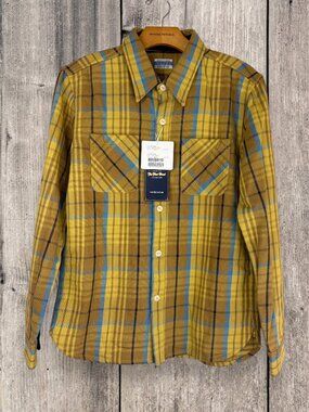 The Flat Head Testone Heavy Winter Flannel 38 Medium Mustard Beige NWT